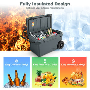 75 Quart Portable Cooler Rotomolded Ice Chest with Handles and Wheels