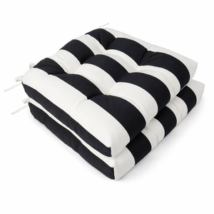 Outdoor Chair Cushions Set of 8 - Black/White Striped