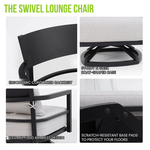 6 Piece Outdoor Conversation Set With Swivel Chairs - Ember Black