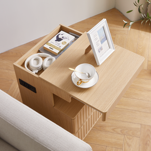 Modern Bedside Table with Gun Drawer,Bedside Table with Charging Station