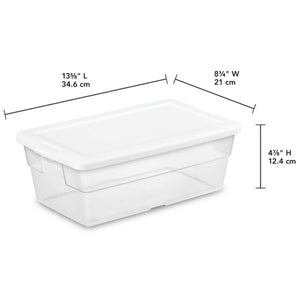 Sterilite 6 Qt Clear Plastic Storage Container Bin Snap Close White Lid, 36 Pack