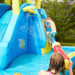 Banzai Inflatable Big Blast Splash Slide Lagoon Pool Outdoor Water Park (2 Pack)