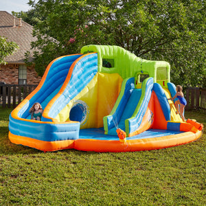 Banzai Pipeline Twist Kids Inflatable Outdoor Water Pool Aqua Park and Slides - TRAPSKI