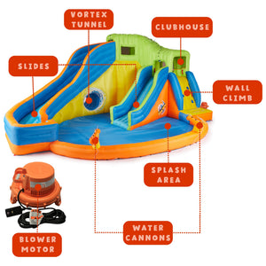 Banzai Pipeline Twist Kids Inflatable Outdoor Water Pool Aqua Park and Slides - TRAPSKI