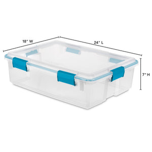 Sterilite 37 Qt Clear Plastic Home Storage Tote Bin with Secure Lids, (16 Pack)