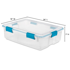 Sterilite 37 Quart Clear Plastic Home Storage Tote Bin with Secure Lids, 8 Pack