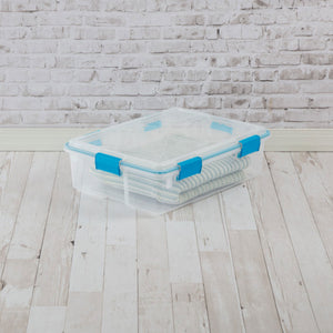 Sterilite 37 Quart Clear Plastic Home Storage Tote Bin with Secure Lids, 8 Pack