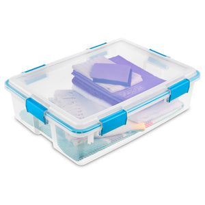 Sterilite 37 Qt Clear Plastic Home Storage Tote Bin with Secure Lids, (4 Pack)
