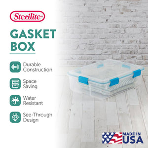 Sterilite 37 Qt Clear Plastic Home Storage Tote Bin with Secure Lids, (4 Pack)