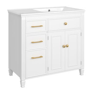 Modern Bathroom Vanity With Ceramic Sink, Freestanding