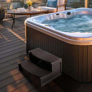 Confer Plastics Handi-Step Spa Hot Tub Stairs for Straight/Curved Spas,Deep Grey