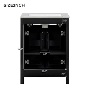 Modern Bathroom Vanity With Ceramic Sink, Soft-Close Doors, Flip Drawer, U-Shaped Shelves, Elegant Storage Solution