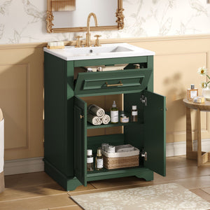 Bathroom Vanity With Integrated Sink, 2 Door Cabinet With Tip Out Drawer