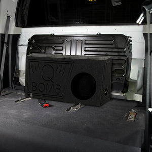 Q Power QBomb 10 Inch Single Vented Subwoofer Sub Box with Black Bedliner Spray - TRAPSKI