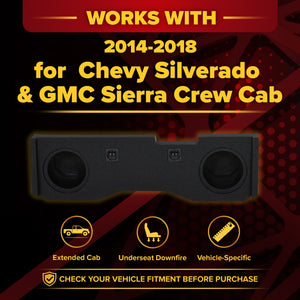 QPower Dual 10" Sub Box - Chevy Silverado Crew Cab & GMC Sierra Crew Cab 14-18