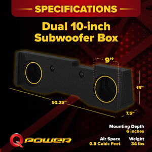 QPower Dual 10" Sub Box - Chevy Silverado Crew Cab & GMC Sierra Crew Cab 14-18