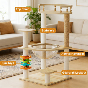 32.2" Modern Cat Tower for Indoor Cats