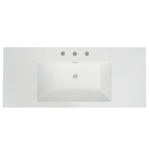 Vanity Top With 3 Faucet Holes, Rectangular Basin For Bathroom - White