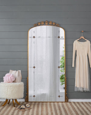 Lavish - Full Length Mirror, AntiqueMetal Floor Mirror For Living Room, Bedroom - Gold