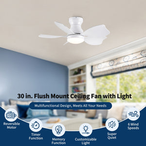 Low Profile Flush Mount Ceiling Fan With Light