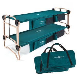 Disc-O-Bed Large Cam-O-Bunk Benchable Double Cot with Storage Organizers, Green - TRAPSKI