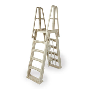 Vinyl Works A Frame Above Ground Pool Ladder Steps w/ Slide Lock Barrier, Taupe