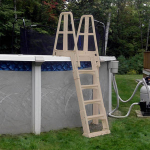 Vinyl Works A Frame Above Ground Pool Ladder Steps w/ Slide Lock Barrier, Taupe