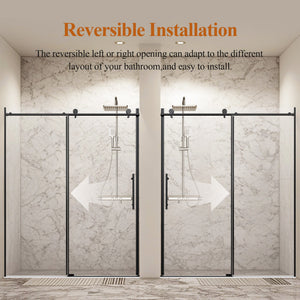 56-60" W x 76" H Stainless Steel Frameless Sliding Shower Door