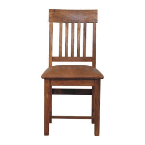 Solid Wood Leather Slatted Dining Chair