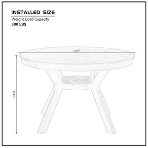 47.24'' Round Rubber Wood Dining Table