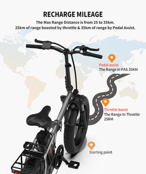 20x4.0 Inch Foldable Fat Tire Electric Bike 48V 12.5AH Extended Range Dual Disc Brakes  Fenders