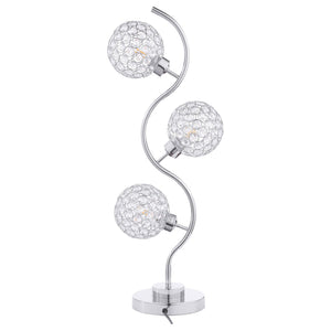 Vandy - 3 Light Curvy Table Lamp With Orb Shades - Chrome