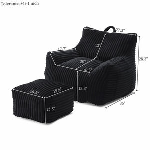 Giant Bean Bag Chair With Armrests And Footstool