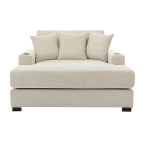 Oversized Chaise Lounger Modern Style Sofa Couch With Pillows, Charge Station & Cup Holders