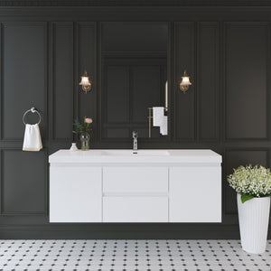 60" Floating Bathroom Vanity with Sink and Wall-Mounted Storage Cabinet