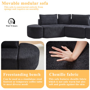 V-Shaped Modular Sofa Set in Chenille Fabric