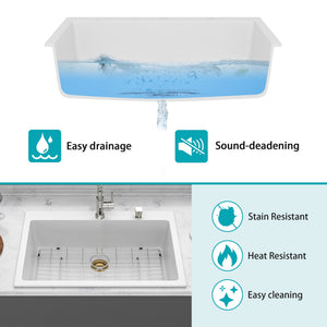 Quartz Kitchen Sink, Granite Composite, Drop In Sink With Durable Design
