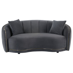Lorraine - Upholstered Curved Loveseat - Dark Gray