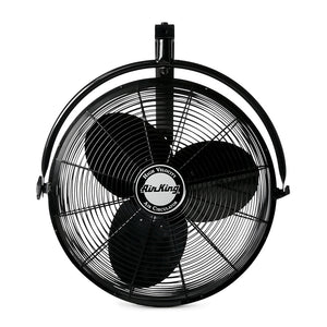 Air King 20" 1/6 HP 3-Speed Non-Oscillating Enclosed Steel Wall Mount Fan, Black