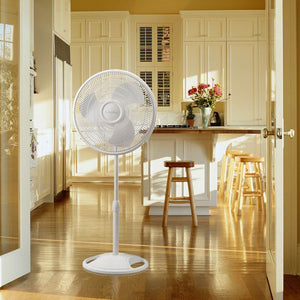 Lasko 16" 3-Speed Adjustable Tilting Oscillating Standing Pedestal Fan, White - TRAPSKI