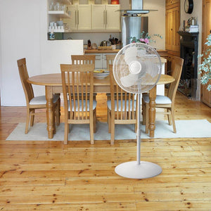 Lasko 16 Inch 3 Speed Oscillating Adjustable Stand Pedestal Floor Fan, White - TRAPSKI