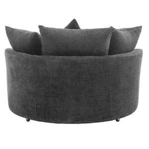 360° Swivel Accent Barrel Chair With Storage Ottoman & 4 Pillows, Modern Leisure Chair Round Accent For Living Room