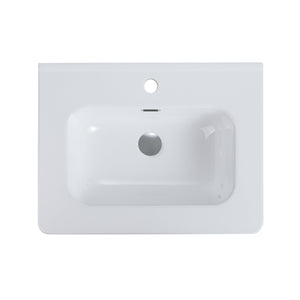 Glossy White Ceramic Integrated Sink
