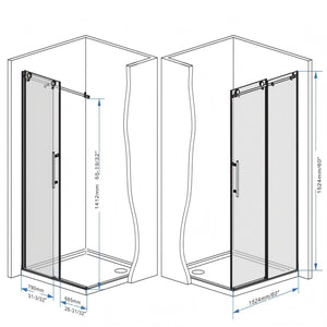 Frameless Shower Door, Smooth Sliding Tracks