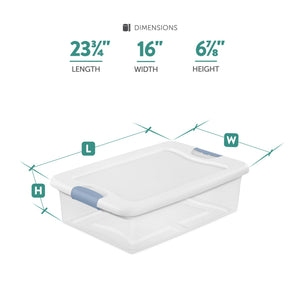 Sterilite 64 Qt Plastic Stacking Container, 6 Pack & 32 Qt Storage Boxes, 6 Pack