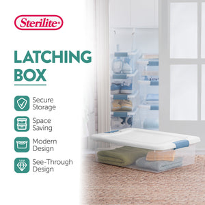 Sterilite 32 Qt Clear Plastic Stackable Storage Box Container with Lid, 6 Pack