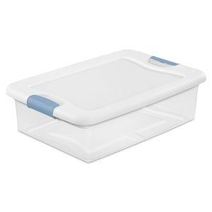 Sterilite 32 Qt Clear Plastic Stackable Storage Box Container with Lid, 6 Pack