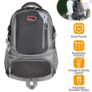 Unisex School Backpack Casual Travel Shoulder Bag W/ Adjustable Straps Dual-Water Bottle Pouch Multiple Zippered Pockets For Gym Sports Travel School
