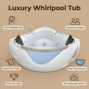 59" Light Luxury Double Corner Whirlpool Bathtub