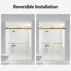 56-60 Inch Width by 76 Inch Height Frameless Double Sliding Soft-Close Shower Door